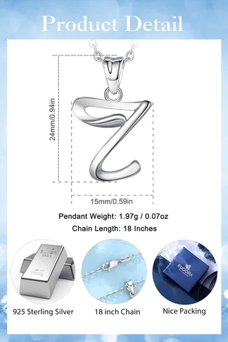 Miniatura 141 de EUDORA Collares de plata esterlina con inicial para mujer, regalos clásicos de 26 letras sin cuello para niñas, hermana, madre hija, cadena de 18