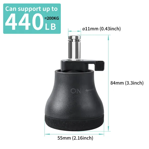 Miniatura 2 de Bell Glides - Ruedas giratorias de repuesto para silla de oficina para ruedas fijas estacionarias, almohadillas de fieltro con goma antideslizante