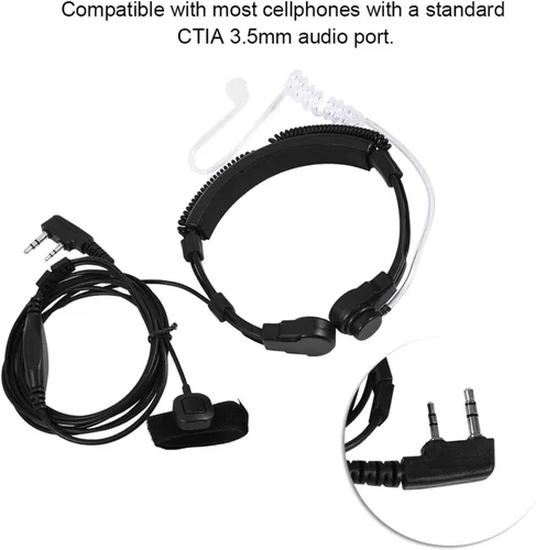 Miniatura 7 de Yoidesu 143 Micrófono de garganta Tubo Acústico Auricular PTT para UV5R Radio de 2 vías, Walkie Talkie, Micrófono de garganta PTT Auricular