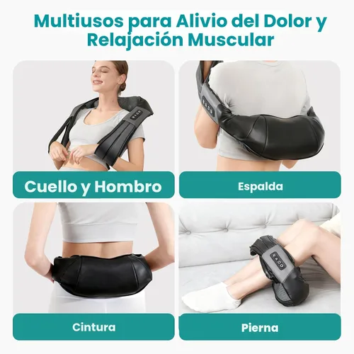 Miniatura 5 de Nekteck - Masajeador Shiatsu para el Cuello con Alivio del Dolor, Tejido Profundo con Calor, Almohada de Masaje de Amasamiento 3D, Masajeador