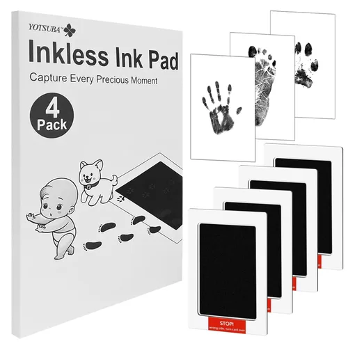 Miniatura 9 de Kit de toallitas para huellas de recién nacidos, sin tinta, sin tinta, para regalo (color negro/rosa, paquete de 4)