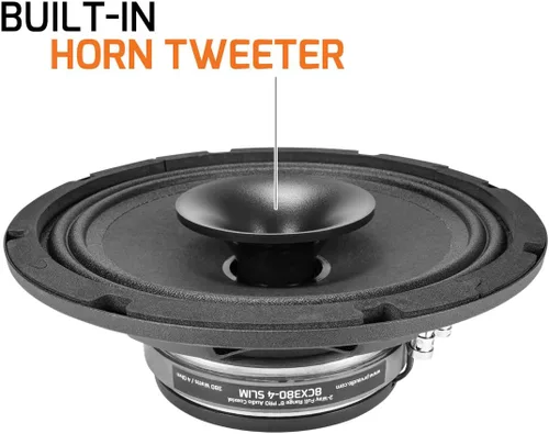 Miniatura 3 de PRV AUDIO Altavoz de audio coaxial para automóvil de 8 pulgadas poco profundo 8CX380-4 Altavoz delgado con controlador de tweeter incorporado
