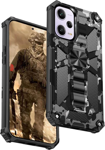 Miniatura 8 de CCSmall Funda de camuflaje para Xiaomi Redmi Note 12 Pro 0.18 oz con soporte, funda de camuflaje para Xiaomi Poco X5 Pro, soporte de anillo Azul