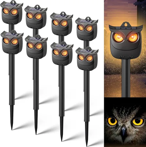 Miniatura 11 de Paquete de 2 repelentes solares de animales de búho al aire libre para mapache, ciervo y gato ardilla, modo de respiración solo nocturna, disuasorio