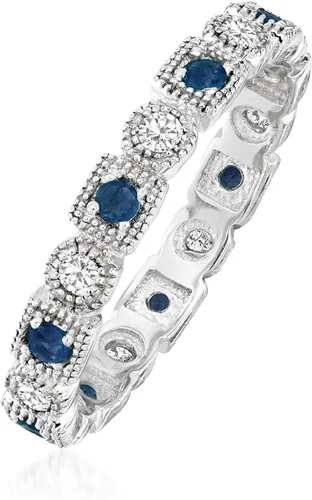 Miniatura 3 de Ross-Simons 025 ct tw Diamond and 20 ct tw Sapphire Eternity Band in Sterling Silver