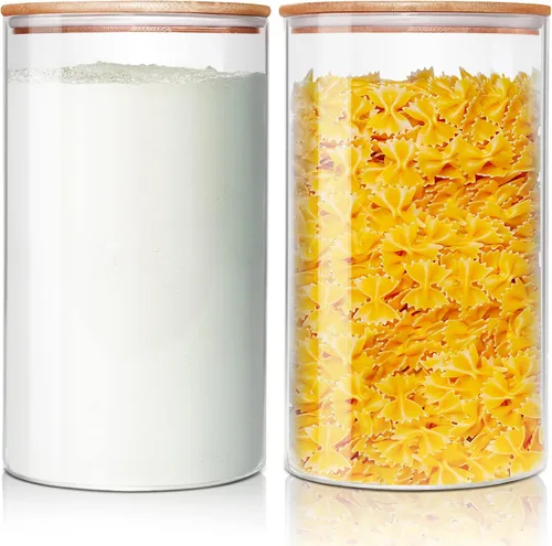 Miniatura 13 de HomArtist Juego de 4 recipientes grandes de vidrio para harina y azúcar, 180oz x2 & 93oz x2, recipientes de vidrio para almacenamiento de alimentos