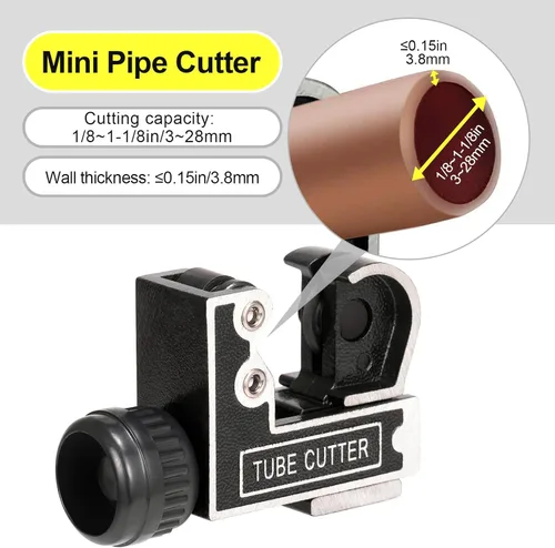 Miniatura 2 de Spurtar Mini cortador de tubos de 1/8 a 1-1/8 pulgadas (0.118-1.102 in) cortador de tubos para cobre, latón, tubería de aluminio para fontanería