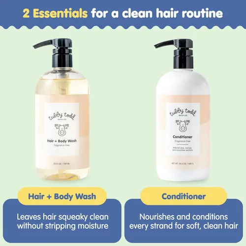 Miniatura 3 de TUBBY TODD Hair Duo - Juego de champú y acondicionador para bebés, cuidado del cabello suave e hidratante, hipoalergénico, no irritante, para recién