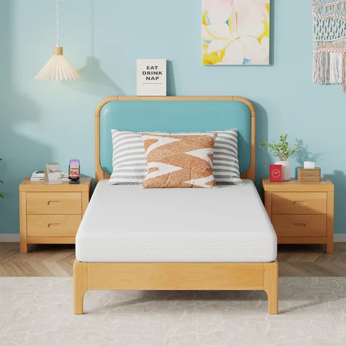 Miniatura 32 de Colchón de tamaño individual de 5 pulgadas de espuma viscoelástica de gel, colchón de firmeza media para dormir fresco y para alivio de la presión