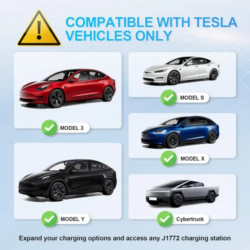 Miniatura 5 de JUSTTOP Adaptador de carga J1772 compatible con Tesla Model 3, Y, X, S y Cybertruck, 80A/240V, fácil de configurar