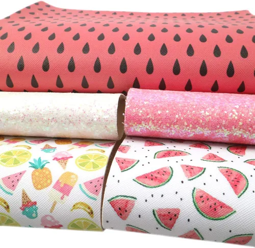 Miniatura 3 de Summer Fruits - Hoja de piel sintética de lichi, tela de cuero sintético surtido, 5 unidades de 8 x 13 pulgadas (7.9 in x 13.4 in) para hacer lazos