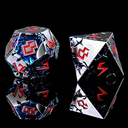 Miniatura 4 de Blue Dragon Metal DND Dice Set, 7 Piece Weighted Polyhedral Dice for Dungeons and Dragons, Heavy Zinc Alloy RPG Dice with Engraved Numbers & Storage