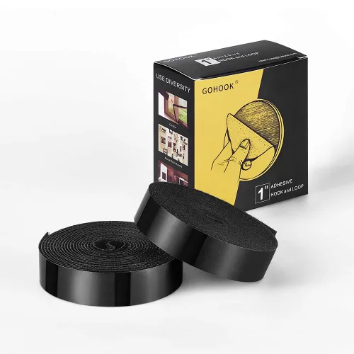 Miniatura 7 de Cinta adhesiva de gancho y bucle de 1 pulgada, 5 yardas, cierre de tiras autoadhesivas de alta resistencia, color negro