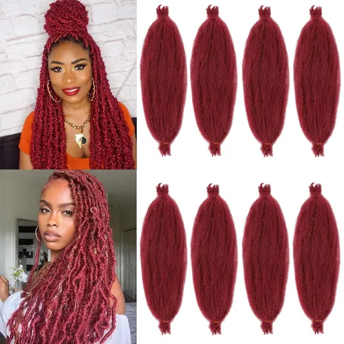 Miniatura 8 de ZRQ Cabello afro trenzado negro elástico para Butterfly Locs de 12 pulgadas, cabello trenzado de ganchillo Marley Twist preseparado, 3 paquetes