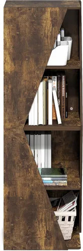 Miniatura 5 de Furinno ECON - Estantería apilable 2 en 1, estantería esquinera de 4 niveles con estante de exhibición, 16.1 x 16.1 x 49.1 pulgadas, para sala
