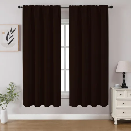 Miniatura 77 de CUCRAF - Cortinas opacas beige de 45 pulgadas, juego de 2 paneles con bolsillo para barra, cortinas para oscurecer dormitorios y sala de estar