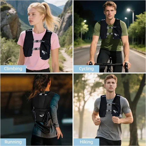 Miniatura 7 de Mochila de hidratación para mujeres y hombres, chaleco ligero para correr con bolsa de agua de 1.5 L, mochila de agua transpirable para senderismo