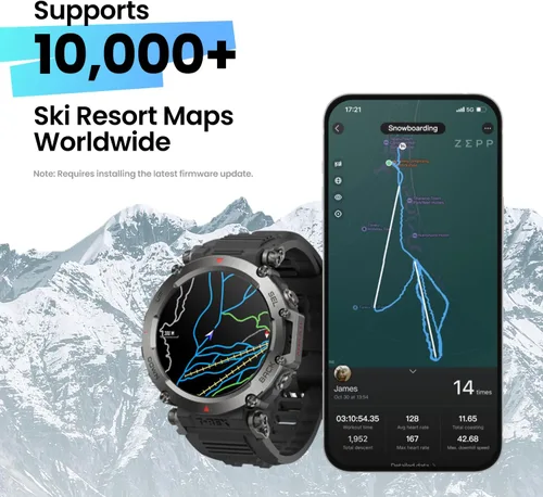 Miniatura 2 de Amazfit T-Rex - Reloj ultra inteligente de 1.77 pulgadas para hombre, batería de 20 días, apnea de 98.4 ft, GPS de doble banda, resistente al barro