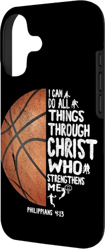 Miniatura 2 de Funda de baloncesto para iPhone 17 con texto en inglés "I can do All Things Through Christ Philippians