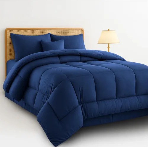 Miniatura 29 de Juego de colcha reversible LUX Décor de 4 piezas para cama individual, juego de ropa de cama impresa, microfibra en una bolsa, incluye 1 edredón, 1