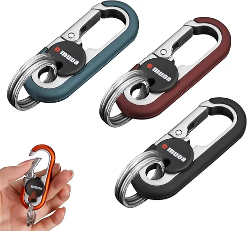 Miniatura 8 de Llaveros para hombres, llavero de automóvil 2024 para hombres, llavero antipérdida con dobles anillas, llavero de liberación rápida