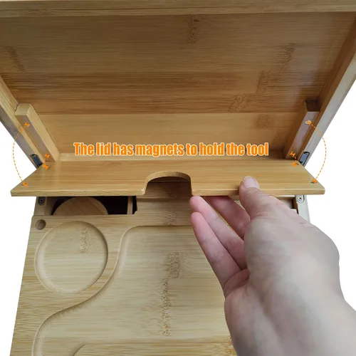 Miniatura 7 de Caja de Almacenamiento Grande de Bambú con Cerradura de Combinación y Accesorios - Juego Organizador de Caja de Almacenamiento Premium con Asa