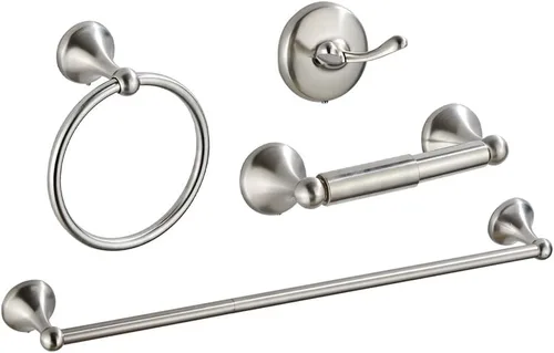 Juego de 4 piezas de accesorios de baño (toallero ajustable, anillo de toalla, soporte de papel higiénico, gancho para toalla), juego de accesorios