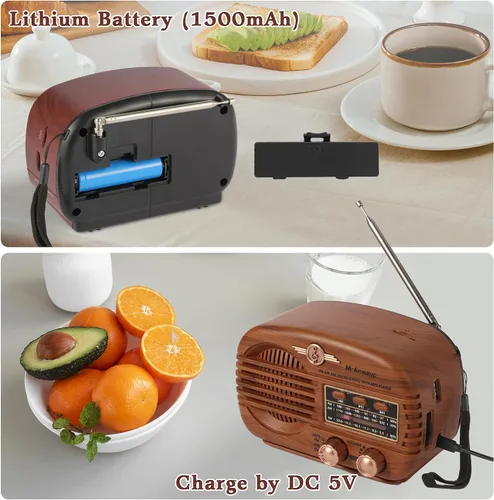 Miniatura 3 de Radios portátiles AM FM SW, radio retro con altavoz, radio transistor Bluetooth 5.3, batería recargable, TWS, soporte de tarjeta TF/MP3/reproducción