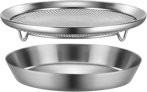 Miniatura 8 de WAGENSTEIGER Juego de bandejas de malla de acero inoxidable con bandeja de goteo, cesta y bandeja para freidora de aire, colador de cocina, colador