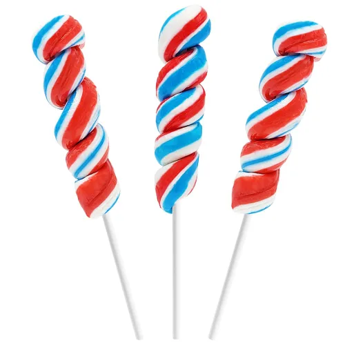 Paleta patriótica Twist de 12 unidades, sabor a fruta mixta de color rojo, azul y blanco estadounidense, envuelta individualmente, ventosa de 3