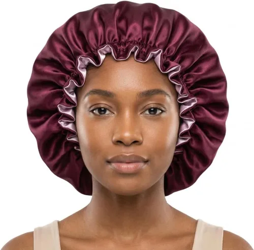 Miniatura 17 de Gorro de pelo para dormir, gorro de noche con clip ajustable, gorro reversible para el cabello para mujer, gorro de satén de seda