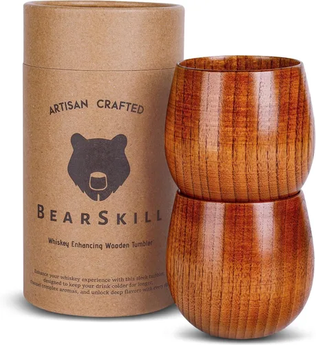 Miniatura 8 de BearSkill Vaso de madera carbonizada de bourbon para beber, vaso de whisky, regalos de bourbon para hombres, vaso de madera a la antigua, gran