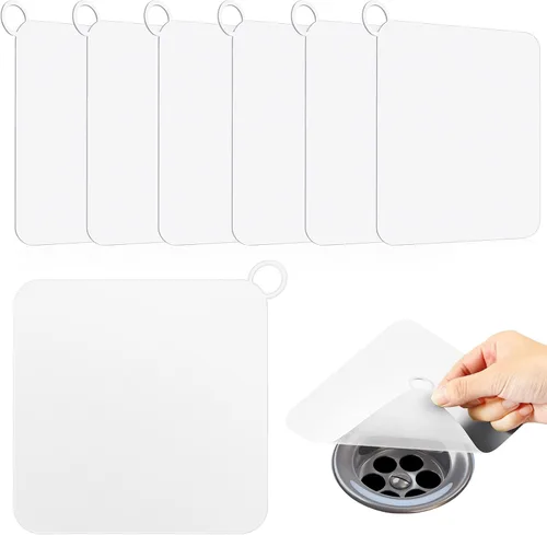 Miniatura 11 de Yinkin 6 Tapas de Drenaje para Mantener Alejados a los Insectos, Tapones de Silicona para Piso de Ducha y Bañera, Tapetes Antiolor de Alcantarilla