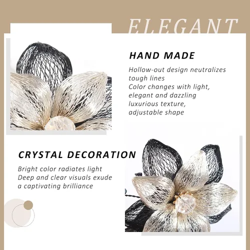 Miniatura 3 de Mistofu 3.93inch DIY alambre de cobre de metal tejido a mano diseño de alto nivel pasadores elegantes accesorios para el cabello, regalos para Negro