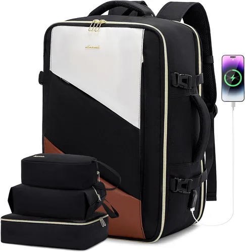 Miniatura 20 de LOVEVOOK Peersonal - Mochila de viaje extra grande de 40 L, bolsa de artículos Peersonal aprobada por vuelo, resistente al agua, mochila de 17 Azul