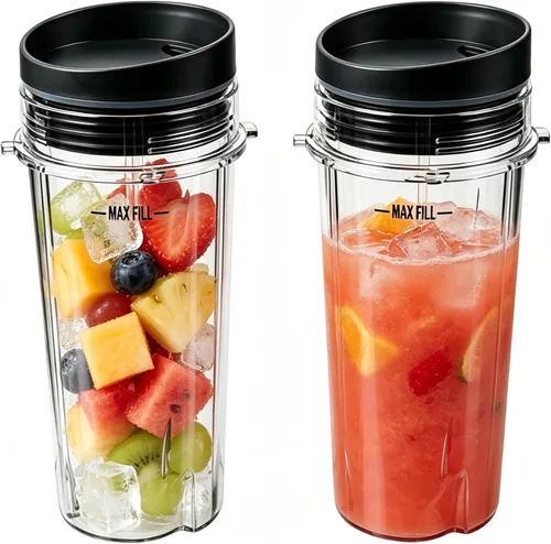 Miniatura 6 de Vasos de licuadora aptos para Ninja, piezas de repuesto de vasos de 16 onzas con tapas, accesorios de licuadora compatibles con Nutri Ninja Auto IQ