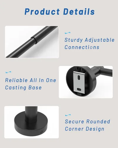 Miniatura 4 de Fixsen - Toallero ajustable, toallero de baño de 13.7 a 24 pulgadas, toalleros individuales de acero inoxidable SUS304 para baño, montaje en pared