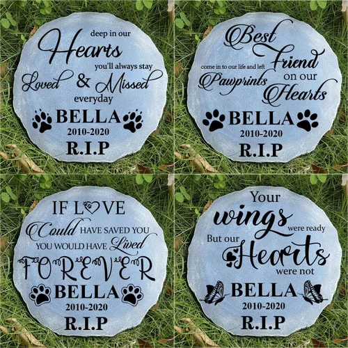Miniatura 8 de Piedra conmemorativa personalizada para perros y gatos, piedra conmemorativa personalizada para mascotas con huella de pata, regalo por pérdida