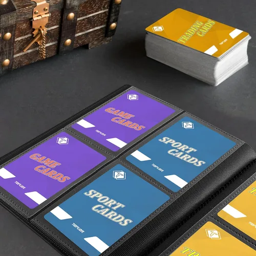 Miniatura 5 de Carpeta de cartas de 4 bolsillos para 160 fundas, carpeta de cartas álbum para colección de cartas intercambiables para cartas deportivas, cartas