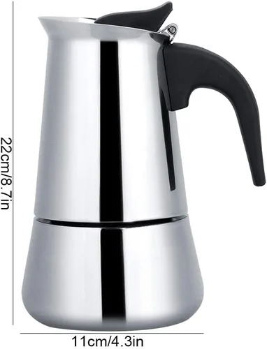 Miniatura 8 de Cafetera de café expreso, cafetera portátil de acero inoxidable, cafetera expreso, clásica para el hogar, la oficina (3.3 fl oz)