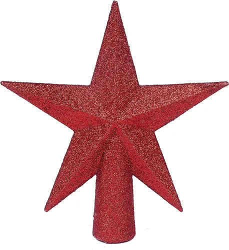 Miniatura 29 de YYCRAFT Adorno de Estrella con Purpurina para la Punta del Árbol Decoración Navideña - 6 Pulgadas, Rojo