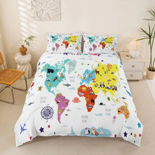 Miniatura 35 de Juego de ropa de cama con estampado de piel de vaca para niños, juego de funda de edredón con patrón de piel de vaca, juego de funda de edredón