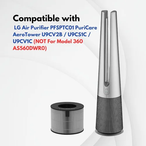 Miniatura 4 de Nispira AeroTower U9CV2B U9CS1C U9CV1C - Filtro de repuesto para purificador de aire LG PuriCare PFSPTC01 (no para el modelo 360 AS560DWR0) Carbón