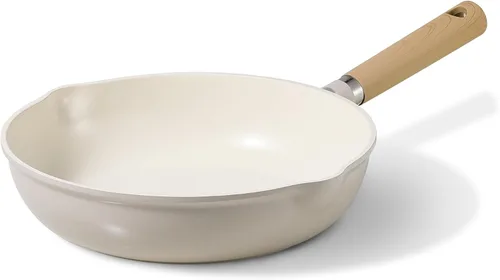 Miniatura 12 de CAROTE Sartén de cerámica de 8 pulgadas, sartén antiadherente para chef, saludable y libre de PFOA/PFAS, compatible con inducción, gris pardo Topo