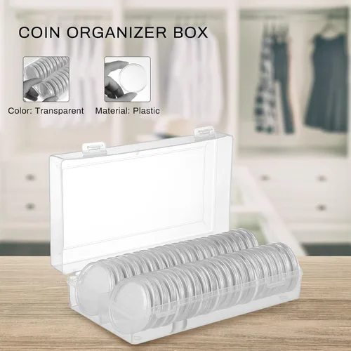Miniatura 6 de Ciieeo Caja de monedas Mini contenedores de plástico Monedas de plástico Kickstand Estuche de 2.008 in Caja de almacenamiento de monedas Cápsula