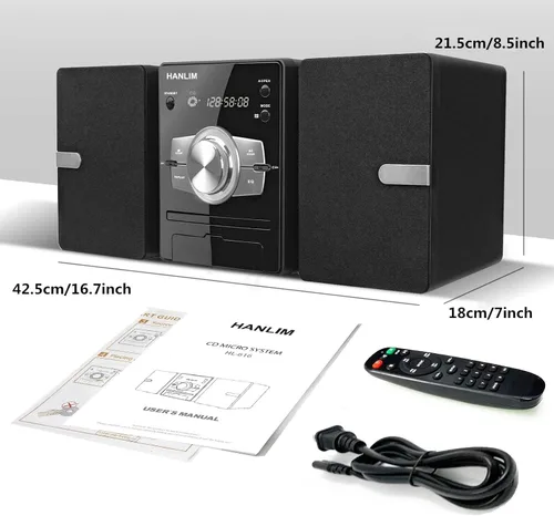 Miniatura 10 de Sistema de estéreo para el hogar con reproductor de CD, radio FM, Bluetooth, entrada AUX, entrada USB, conector para auriculares, control remoto