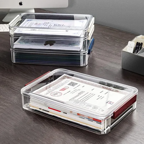 Miniatura 2 de Almacenamiento de papel para álbumes de recortes A4, caja de almacenamiento de fotos, caja de archivo de plástico (azul)