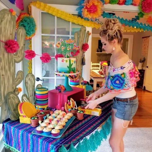 Miniatura 6 de 1 paquete de decoración para pastel de cumpleaños, cactus y burro, raquetas de guitarra y pimienta, para fiesta mexicana, baby shower, fiesta de 2