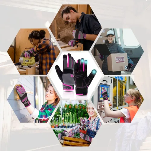 Miniatura 2 de AIGEVTURE Guantes de trabajo para hombre y mujer, guantes de jardinería de uso general con pantalla táctil, guantes de mecánico delgados de trabajo