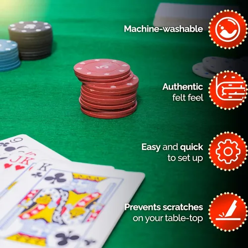 Miniatura 2 de Cobertor de mesa para juegos de cartas de fieltro para póquer, Mahjong, Dominó, Bridge y juegos de mesa, mantel elástico ajustado para mesas Verde